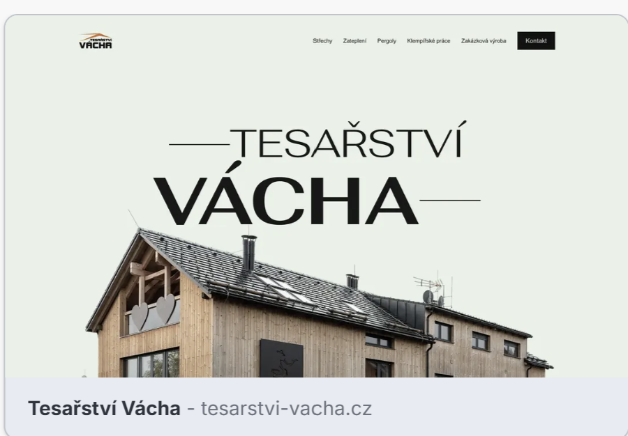 Ukázka webu Tesařství Vácha